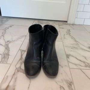 J crew black leather Sadie Boot with stacked heel